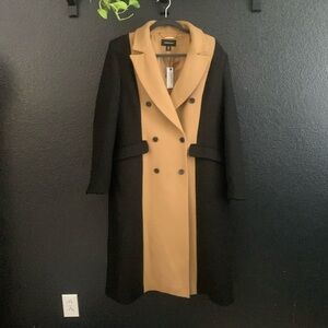 Karen Millen Italian Virgin Wool Colorblock Tailored Coat